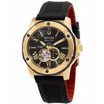 Atnaujintas Bulova Marine Star Open Heart Juodas Ciferblatas Automatinis Nardymo 98A272 200M Vyriškas Laikrodis juoda