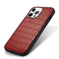 Luxury Crocodile Genuine Leather Case For iPhone 15 16 14 13 11 12 Pro Max 7 8 Plus X XR XS Shockproof Cover For iPhone 11 raudona