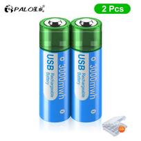PALO 3000mWh 1,5V AA ličio jonų baterija HR6 AA USB įkraunamos ličio baterijos 2A AA USB jungties įkrovimo baterija su baterijų dėžute 2PCS