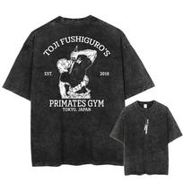 Anime Jujutsu Kaisen Fushiguro Toji Grafinis Marškinėlis Vintage Išplautas Oversized Marškinėlis Laisvalaikio Medvilninis Trumpomis Rankovėmis Patogūs Moteriški Vyriški Drabužiai L