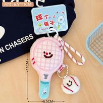1 Piece Plush Tennis Racket Doll Bag Pendant Keychain Ornaments Toys Couple'S Best Friend Hanging Decoration Gifts rožinė