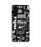 Nike Galaxy A26 silikoninis dėklas, juodas su juodai baltais grafičiais juoda