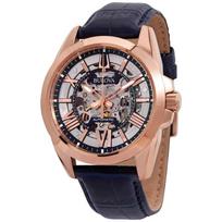 Atnaujintas Bulova Sutton Automatinis Skeletinis Ciferblatas 97A161 100M Vyriškas Laikrodis sidabras