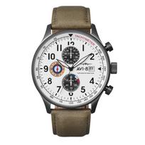 AVI-8 Hawker Hurricane Klasikinis Chronografas Dramblio Kaulo Pilkos ir Baltos Spalvos Ciferblatas Kvarcinis AV-4011-0B Vyriškas Laikrodis balta