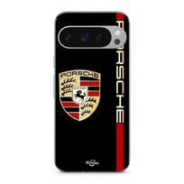 Coque pour Google Pixel 9 Pro XL PORSCHE logo rouge et dorée fond noir juoda