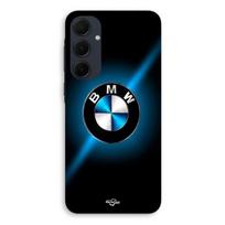 Telefono dėklas - MANIACASE - Samsung galaxy A55 - BMW logotipas - Juodas ir mėlynas - Blizgus silikonas juoda