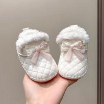 Minkšto guminio paduko žiemos kūdikių batai 0-12 mėn. - Šilti, stori veliūriniai medvilniniai batai mergaitėms M Inner Length 11.5cm (Recommended 5-10 months)
