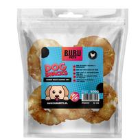 Bubu PETS rawhide ring with chicken 10cm - buivolo oda apvynioti vištienos mėsos žiedai, 500g