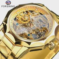 Skeleto ciferblatas vyriškas mechaninis laikrodis Prabangus automatinis Tourbillon laikrodžiai Deimantinio dizaino rankinis laikrodis Relogio Masculino Uhren auksas/juoda