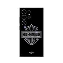 Coque Samsung Galaxy S25 Ultra Harley Davidson logo motor sycles gris front noir Maniacase pilka