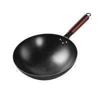 LongZhenChu 40cm Kalta Nitrided Geležinė Wok keptuvė su dangčiu