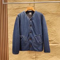 Men's Retro Thickened Collarless Denim Jacket - Warm Winter Cotton Outerwear 3XL mėlyna