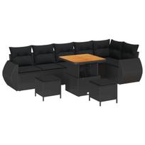 vidaXL Sodo Sofų Rinkinys su pagalve 9 pcs Juoda Poli ratanas
