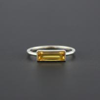 Baguette Citrine Stacking Ring, 925 Solid Sterling Silver, Minimalist Handmade Statement Ring, Everyday Wear Jewelry 4 sidabras