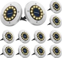 Saulės grindų žibintai lauke, 12 LED šiltai baltos spalvos saulės žibintai, skirti naudoti lauke, 800 mAh IP65 vandeniui atsparūs saulės žibintai, saulės sodo žibintai, skirti vejai, takui, kiemui, terasai, sodui, 12 vnt. pakuotė