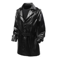 2025 Unisex Mid-Length PU Leather Jacket - Casual Youth Style for Men and Women 3XL juoda