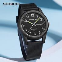 SanDa Kvarcinis Dvigubo Kalendoriaus Vandeniui Atsparus Laikrodis 42mm