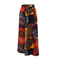 Moteriškos plačios kojos Boho Harem Kelnės Čigonų Hipis Indijos Tailandas Bohemian Palazzo Pants Smocked Waist Aladdin Kelnės marškinėliai 4XL oranžinė