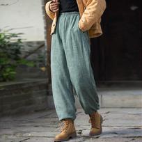 „Johnature“ moteriškos vintažinės „Linen Bloomers“ kelnės Vienspalvės šiltos elastinės juosmens rudeninės žiemos „Losoe“ moteriškos šiltos kelnės One Size oranžinė