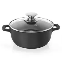 Puodas su granitine danga ir stiklo dangčiu 20 cm, 2,3 l