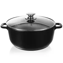 Puodas granitinis su stiklo dangčiu 28 cm, 7 l