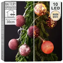Violetinės LED girliandos burbulai 4 cm, 10 vnt.