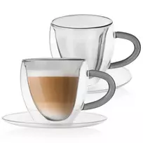 Stikliniai puodeliai su lėkštutėmis 160 ml 2 vnt.