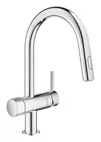Grohe Minta – kriauklės maišytuvas su uždarymo vožtuvu ir ištraukiamu dušu, chromas 31916000