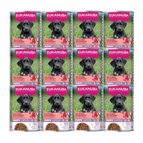 EUKANUBA Šlapias maistas šuniukams, gausus jautienos ir moliūgų 12x400 g