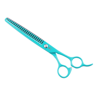 Jargem Grooming Cyan Chunkers 7,5" – filiravimo žirklės su turkio spalvos danga, vienpusės, 24 dantukai.