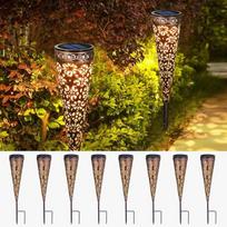 "Görvitor" 8 LED saulės žibintų lauko metalui pakuotė, IP65 vandeniui atsparūs saulės žibintai lauko sodui, rytietiški sodo žibintai, saulės sodo žibintai lauke, balkone, gėlių dėžutėje, take, kieme, vejoje