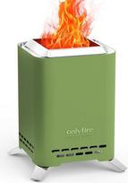 "Onlyfire" 2-in-1 lauko stalo židinys, mini ugniakuras sodui, maža malkų ir granulių ugniavietė, kvadratinė stalo ugniavietė su puodų laikikliu ir krepšiu, nedūmijanti stalo ugnis, žalia