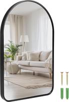 QWORK® Ovalus 60 x 40 cm sieninis veidrodis - aliuminio rėmas ir sprogimui atsparus HD veidrodis - modernus pramoninis veidrodis prieškambaryje, vonios kambaryje, miegamajame