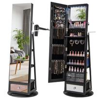 Costway 360° besisukanti papuošalų spintelė su viso ilgio veidrodžiu