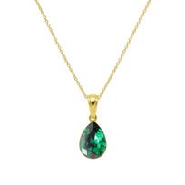 Sidabrinis kaklo papuošalas moterims Diamond Sky "Crystal Drop (Emerald)" su Preciosa kristalais, Golden