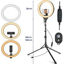 LED žiedinė lempa su trikoju stovu, 192 cm telefono laikiklis, žiedinė lempa, žiedinis šviestuvas, makiažo lempa