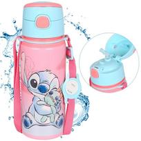 DISNEY Lilo and Stitch Aliumininis TERMINALINIS BUTELIS, su kandikliu, VANDENS BIDONAS su dirželiu per petį, mergaitėms 600 ml