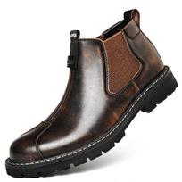 Men's Trendy Martin Boots: Versatile Retro Chelsea Leather Work Shoes in British Style 40