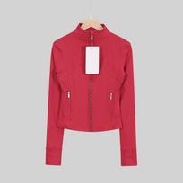 Women's Long Sleeve Fitness Running Jacket with Gold Zipper L