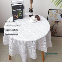 Elegantiškas baltas nėrimo nėriniuotas staltiesė valgomojo, apvaliam ar kavos staliukui 60x60cm