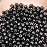 Black High-Gloss Imitation Pearl ABS Round Beads for DIY Jewelry Making 14mm (Approx. 350 pieces per 500g)