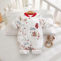 Unisex žieminis kūdikio kombinezonas: Storas, šiltas, grynos medvilnės kombinezonas 90 white