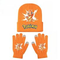 Pikachu rašto megzta kepurė ir pirštinės 2 vnt. rinkiniai Anime pliušinės Šiltos Atsparios šalui