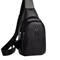 Trendy Men's Crocodile Pattern Crossbody Chest Bag - Fashionable, Casual, Versatile PU Sport Pack for 2025 juoda