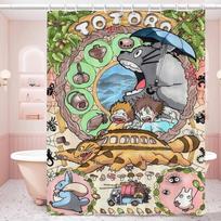 Kawaii T-Totoros rašto vonios dušo užuolaida, vonios pertvaros užuolaida, šviesiai nepermatoma, vandeniui atspari medžiaga, vonios kambarys 150x180 cm
