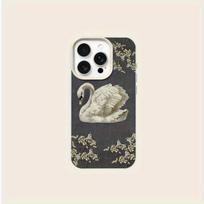 Elegant swan pattern phone case, suitable for iPhone 17, 16, 15, Plus, Pro, Max series phones - ideal for giving as a gift iPhone17 Pro dramblio kaulas