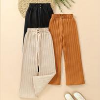3-Piece Girls' Spring & Autumn Thin Straight-Leg Trousers Set - Casual Loose Fit for Middle & Large Children 170 cm 3 dalių rinkinio spalva