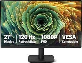 "Amazon Basics" 27 colių kompiuterio monitorius 120 Hz, FHD 1080P, HDMI, DP, VGA, suderinamas su VESA, skirtas biurui, namams, juodas