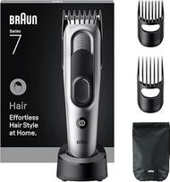 "Braun HC7590 Series 7" plaukų kirpimo mašinėlė ir skustuvas vyrams, plaukų kirpimo mašinėlė su itin aštriais ašmenimis, 17 ilgių, 5 priedai, 50 minučių veikianti baterija, plaunama, pilka