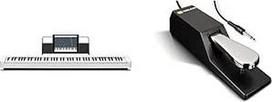 "Casio CDP-S110WE" skaitmeninis pianinas su 88 pasvertais fortepijono klavišais, baltos spalvos, ir "M-Audio SP-2" - universalus "Sustain Pedal" pedalas su fortepijoniniu veikimu, idealus priedas "Midi" klaviatūroms